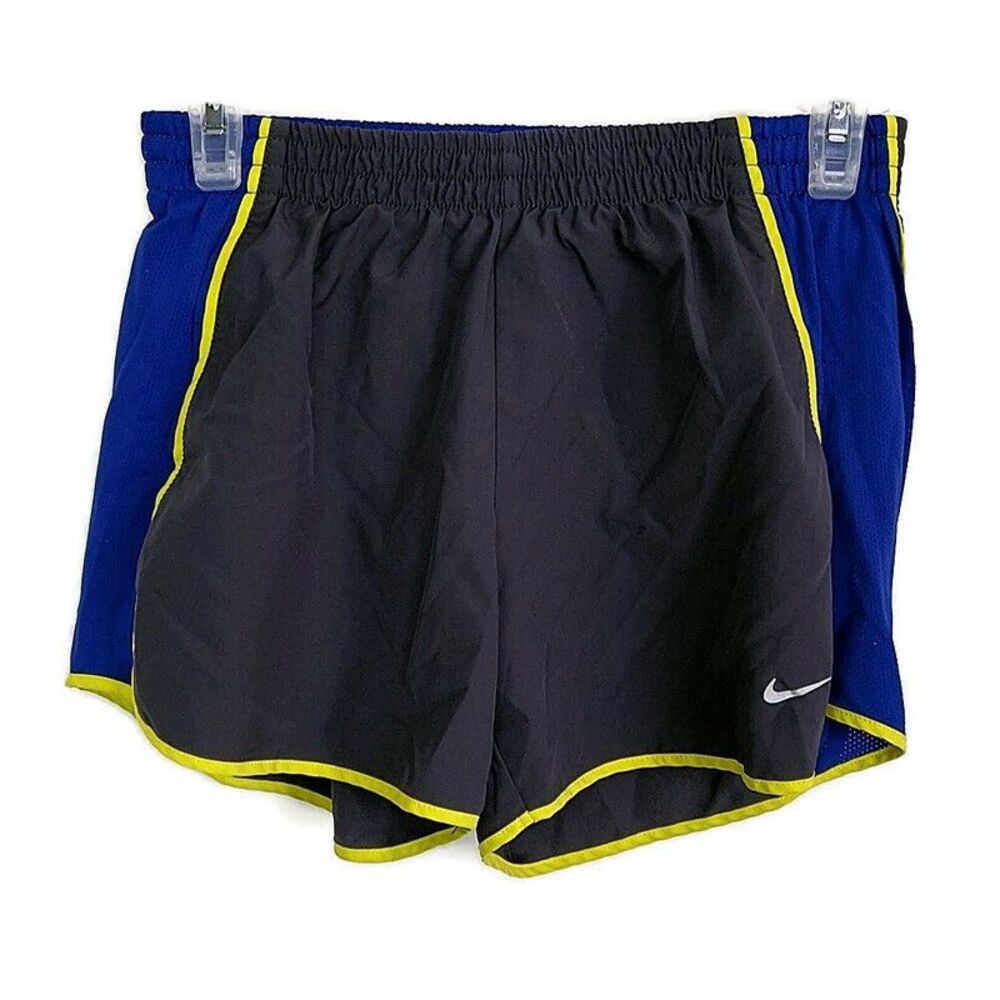 Nike Dri Fit Womens sz S Shorts Black Blue Active Running Elastic Waist Logo